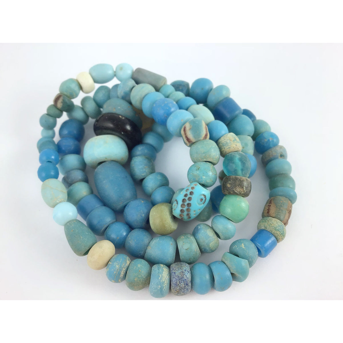 Mix of Old Blue Glass Beads from the African Trade - Rita Okrent Collection (ANT434)