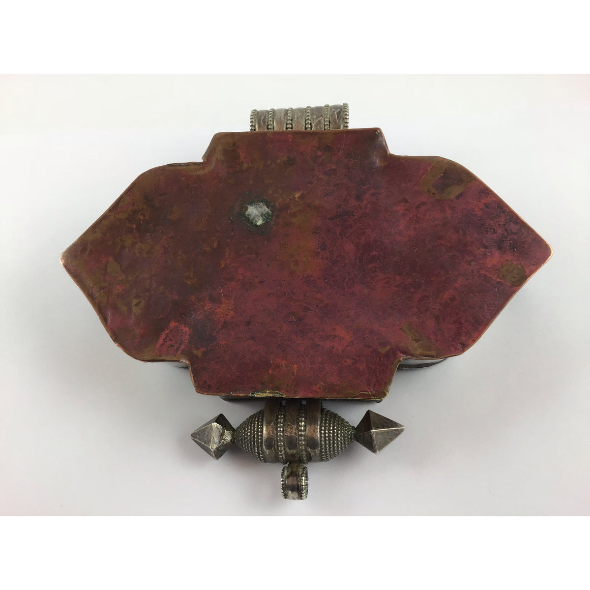 Large Antique Tibetan Gao Mixed Silver Gilt Prayer Box Pendant - Rita Okrent Collection (P552)