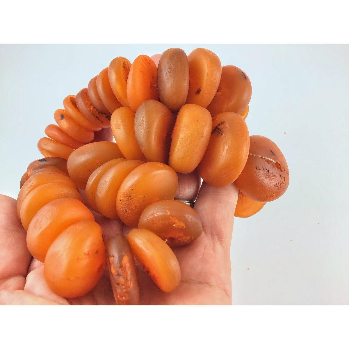 Moroccan Berber Faux Amber Orange Horn Beads, Strand - Rita Okrent Collection (NP039)