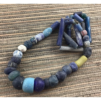 Antique and Ancient Mixed Blues Glass Beads, including Kori beads, from the Sahara - Rita Okrent Collection (AT0678)