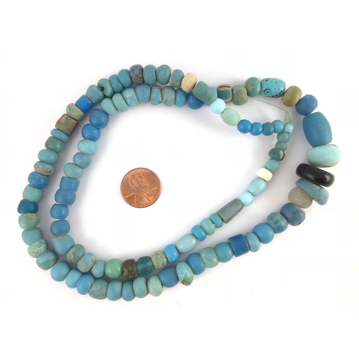 Mix of Old Blue Glass Beads from the African Trade - Rita Okrent Collection (ANT434)