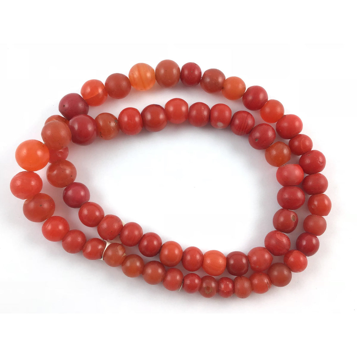 Round Tangerine Orange Bohemian Glass Beads, Vintage - Rita Okrent Collection (AT1503c)