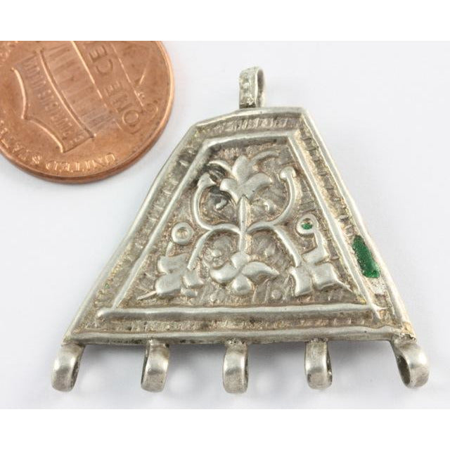Antique Silver Amulet with 5 Bails, India 