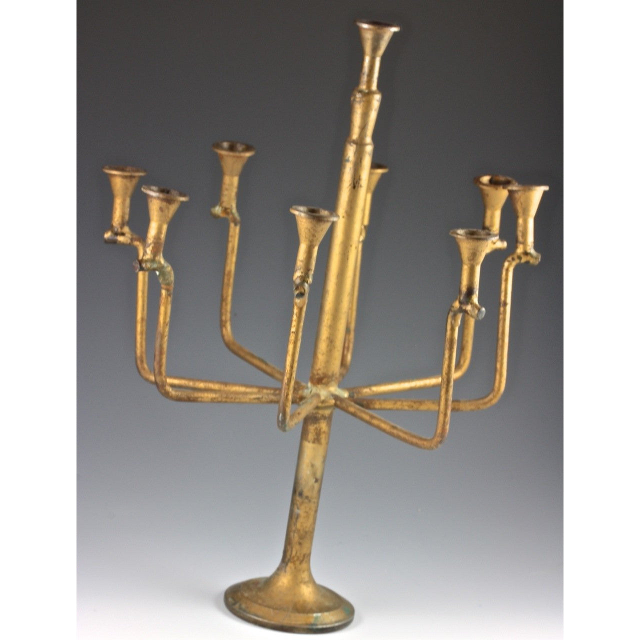 Large Brass Sabbath Candelabrum, Vintage, N. Africa