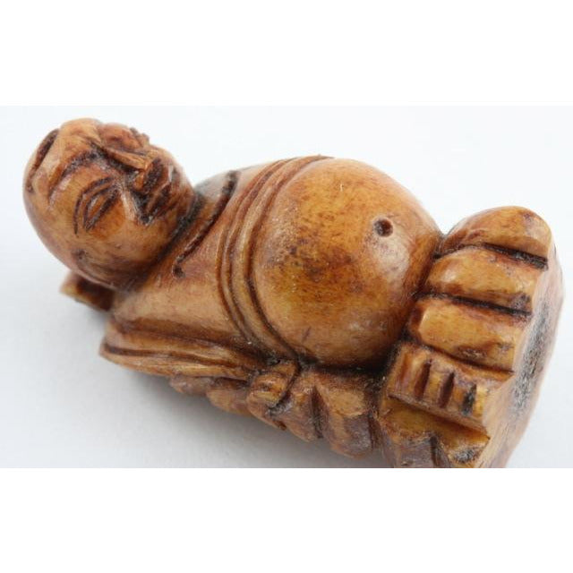 Small Antique Carved Wood or Bone Buddha Pendant