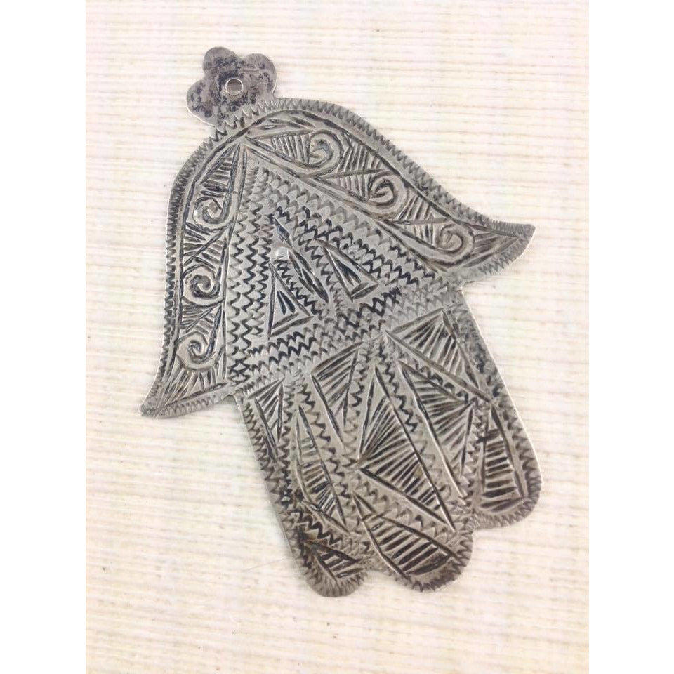 Large Berber Silver Khamsa Amulet, Morocco - P099