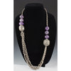 Antique Yemeni Silver and Antique Amethyst Bead Necklace with Silver Chain 
