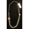Antique Yemeni Silver and Antique Amethyst Bead Necklace with Silver Chain