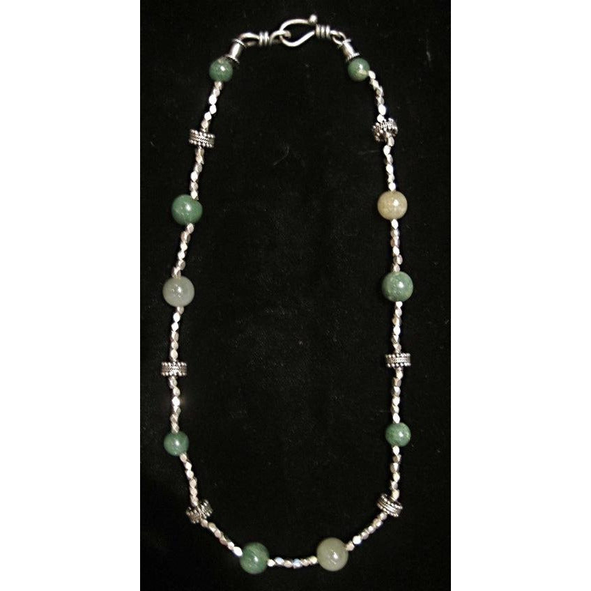 Chinese Jade and Indonesian Sterling Silver Bead Necklace