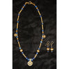Antique Lapis Lazuli and African Brass Bead Necklace with Antique Brass Pendant