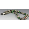 Moroccan Berber Silver Necklace with Vintage Bohemian Green Glass Beads 