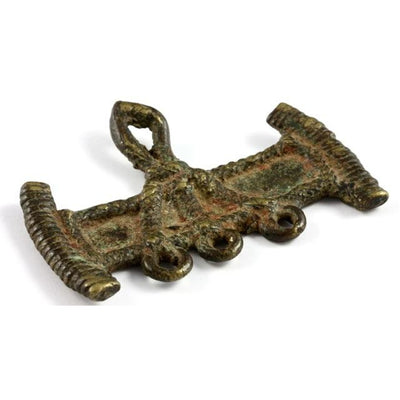 Antique  Nigerian Brass Pendant with Bails on Top and Bottom