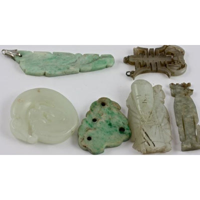 Antique Carved Chinese Jade and Jadeite Pendants, China - P205b