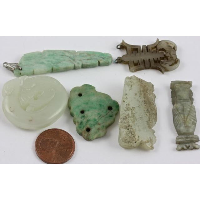 Antique Carved Chinese Jade and Jadeite Pendants, China - P205b