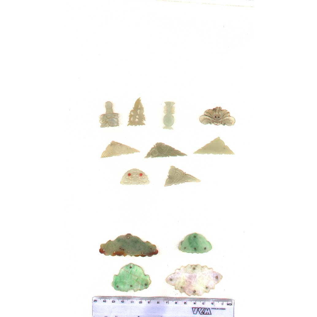 Carved Chinese jade or jadeite, group of 4