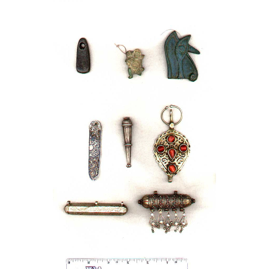 Elongated silver bead or pendant, silver, Middle East