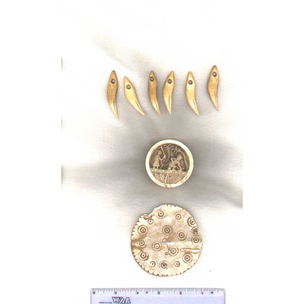 antique Mother-of-pearl, decorated with dot and circle motifto ward off evil eye