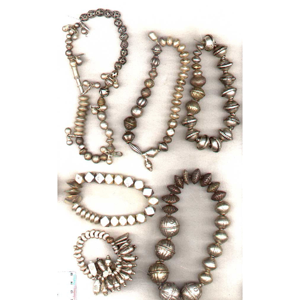 Antique Egyptian silver beads and pendants