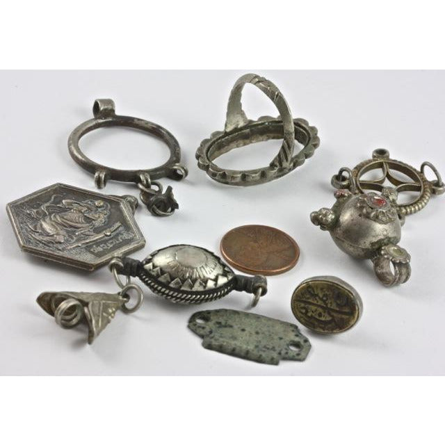 Mixed Egyptian Coin Silver Pendants, Vintage - P305.