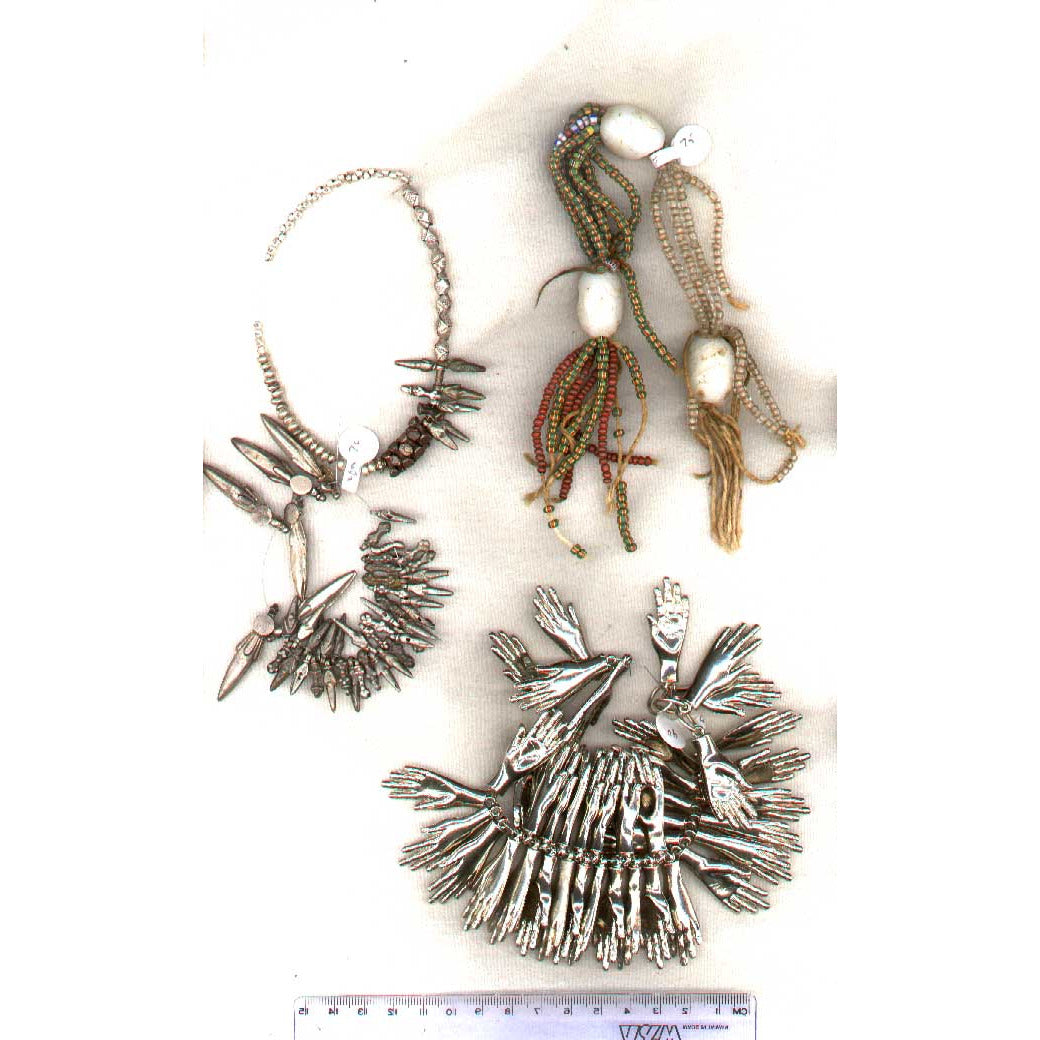 2 strands, mixed silver beads and pendants