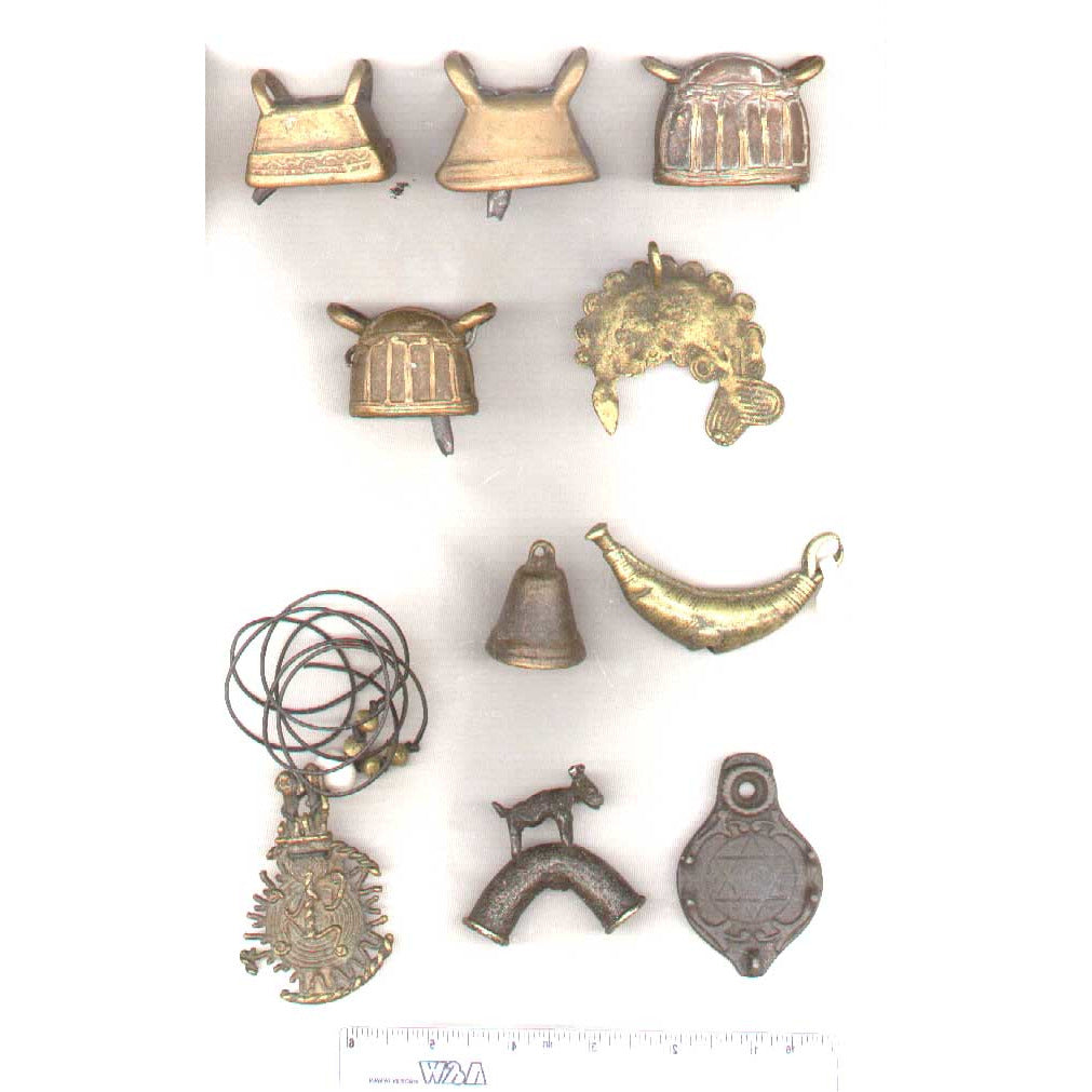 Old Mali brass pendants, group of 4 in right bottom corner