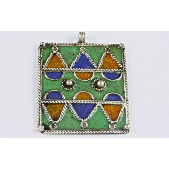 Blue, Green and Yellow Enameled Berber Pendant