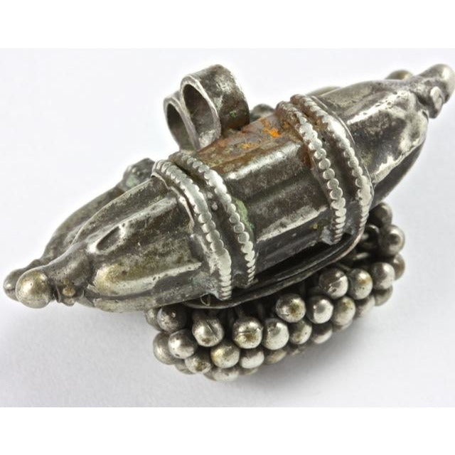 Antique Silver Amulet with Double Sealed Cylinders, India