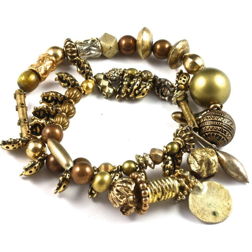 Yemeni, African and Bohemian Gold-plated and Brass Beads, Mixed, Vintage