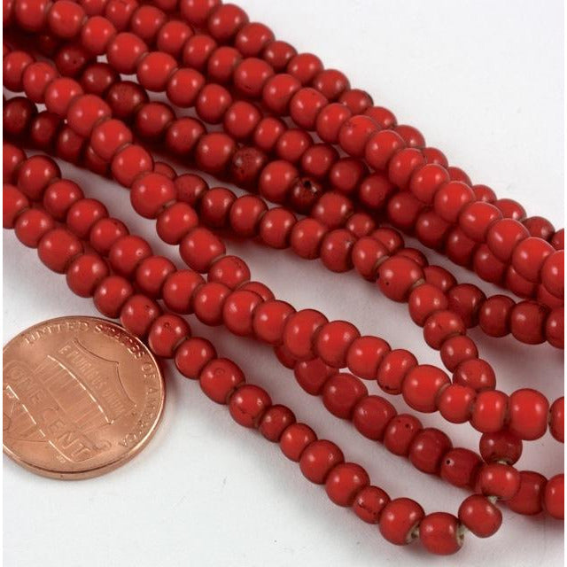 Red Whiteheart Beads, Africa 