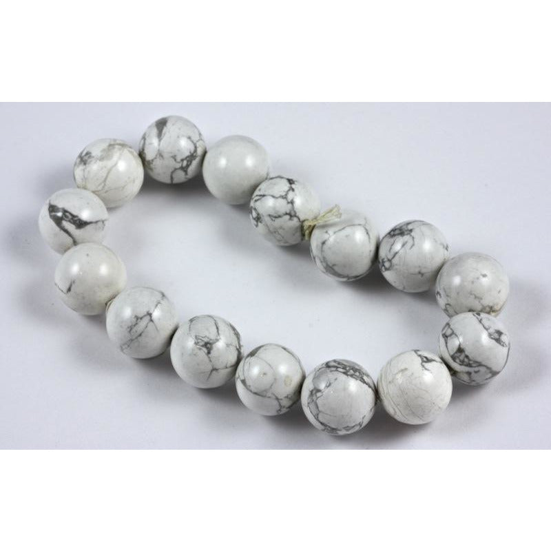 Round Matched White Polished Howlite Beads, with Gray Veining