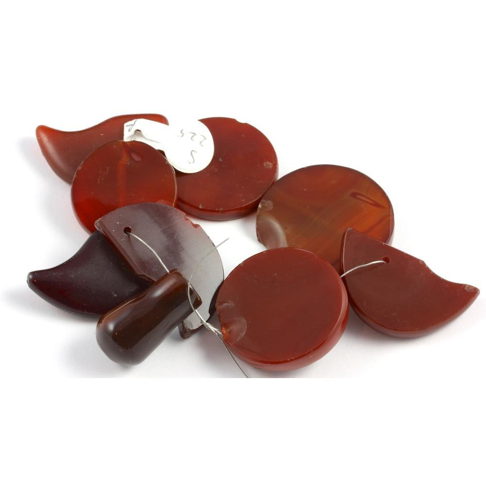 Carnelian Claw Idar-Oberstein Beads and Pendants, Antique