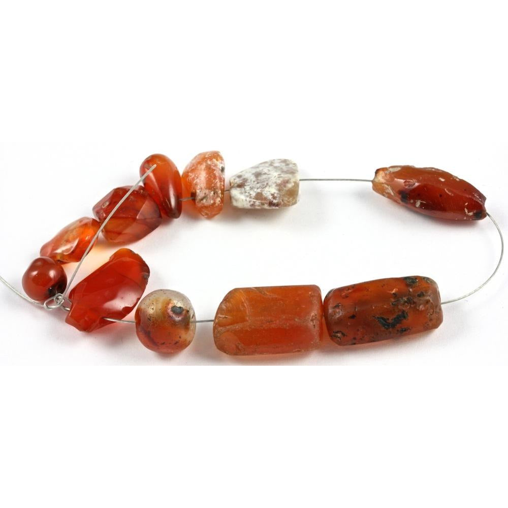 Carnelian Beads, Mixed Shapes and Sizes, Ancient and Very Old