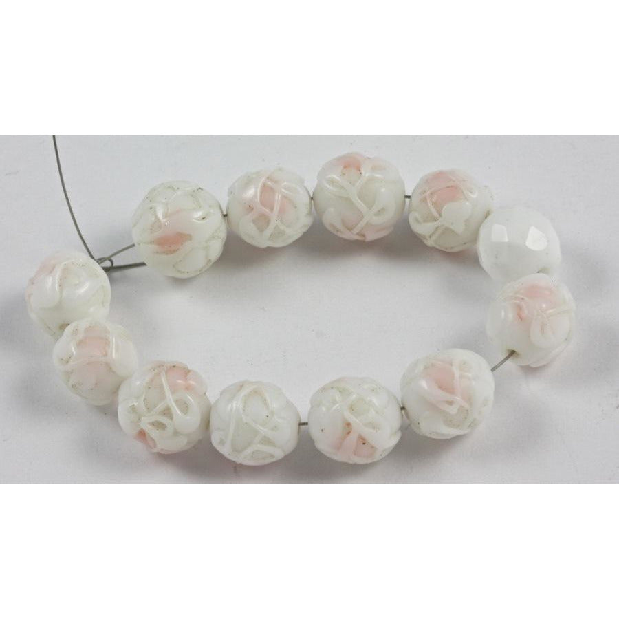 Hand-Carved Matched White Coral Beads