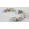 5 Speckled White and Off-White Stone Beads, Antique