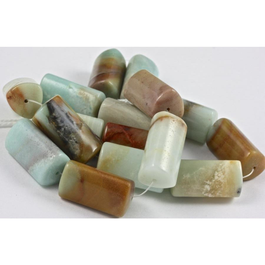 Polished 3-Sided Jasper or Agate Beads, Namibia