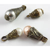 Set of Four Pearl, Silver and Brass Repousee Pendants, Tibet, Contemporary