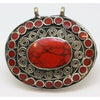 Turkoman Traditional Silver Pendant with Coral Stones